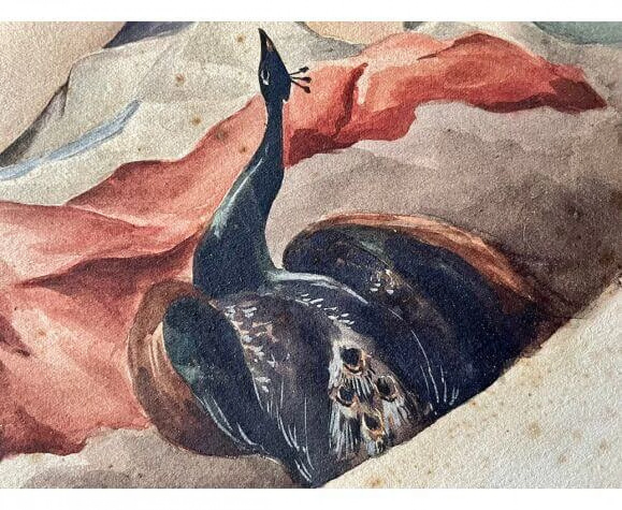 Acquerello raffigurante cherubino e nudo di giovane donna, anni '10 7