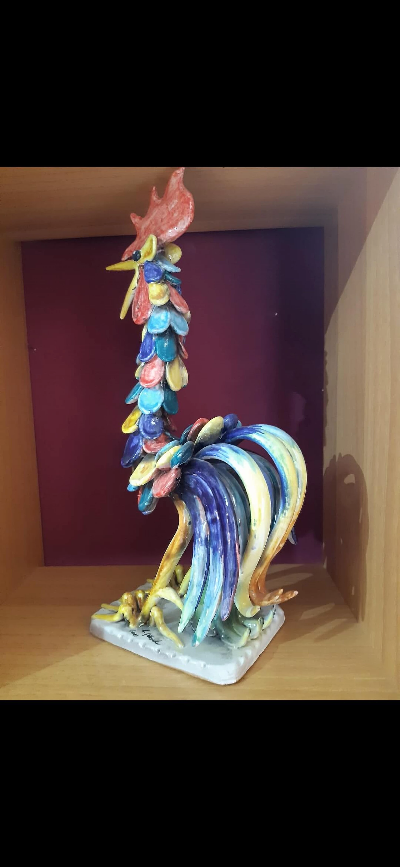 Gallo da combattimento in ceramica multicolore 2