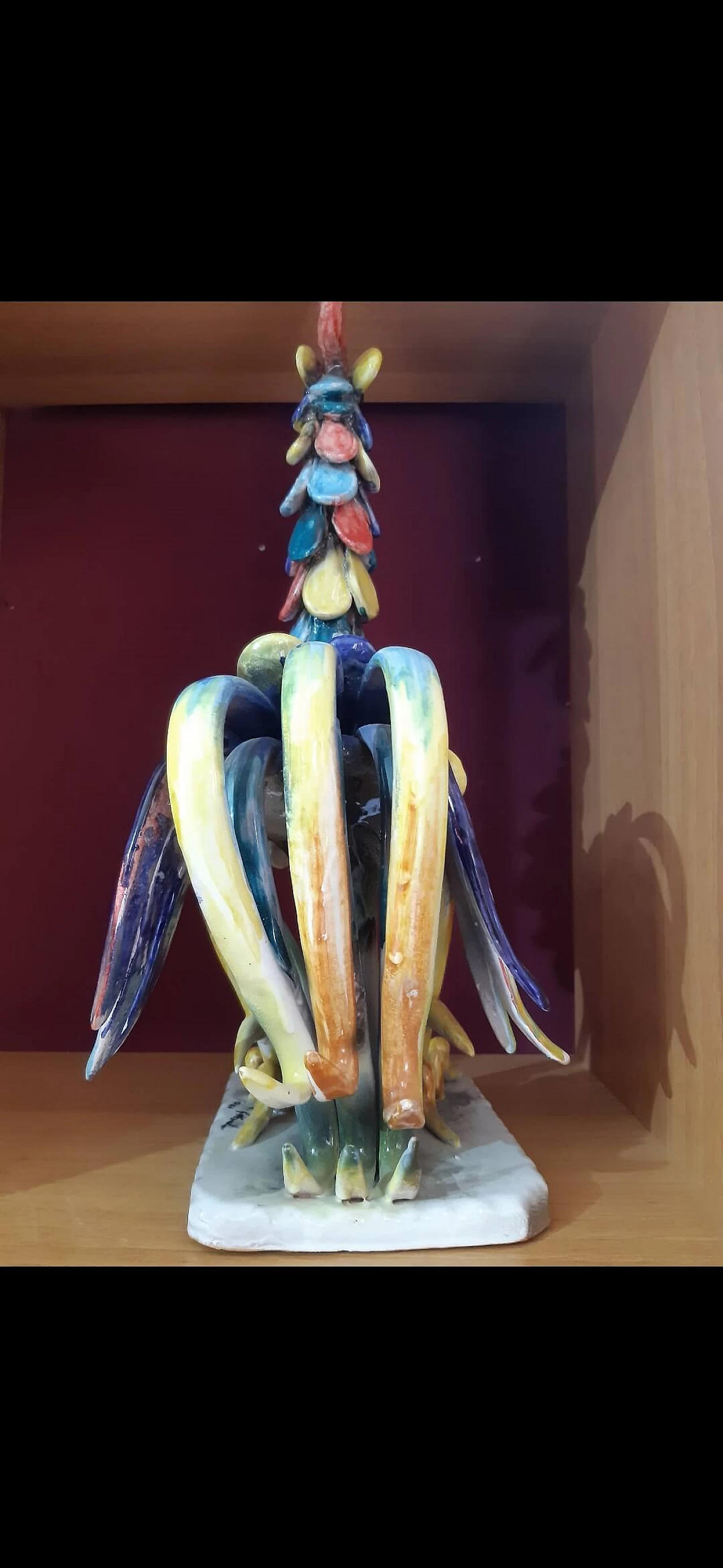 Gallo da combattimento in ceramica multicolore 3