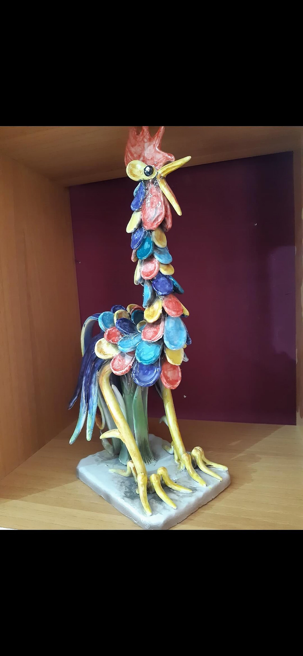 Gallo da combattimento in ceramica multicolore 4