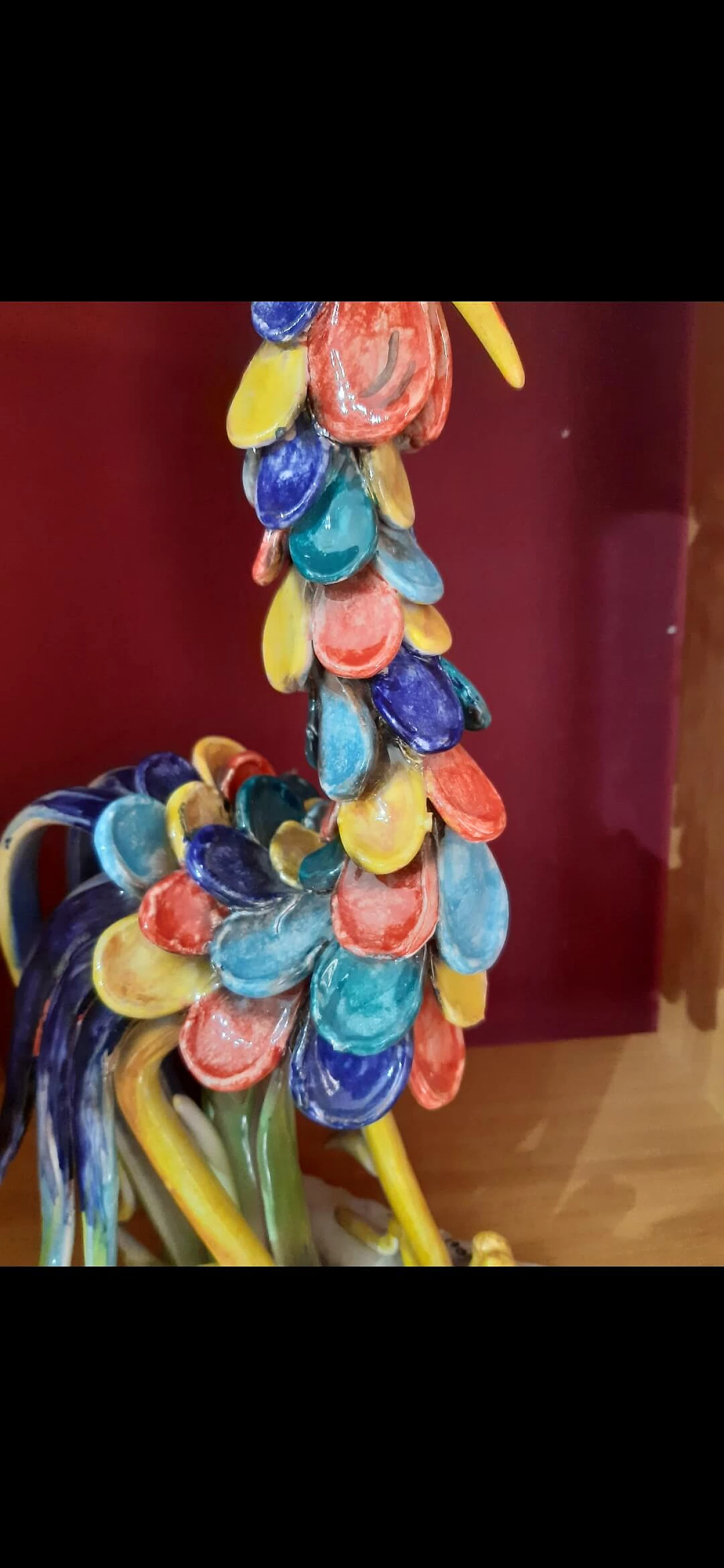 Gallo da combattimento in ceramica multicolore 5