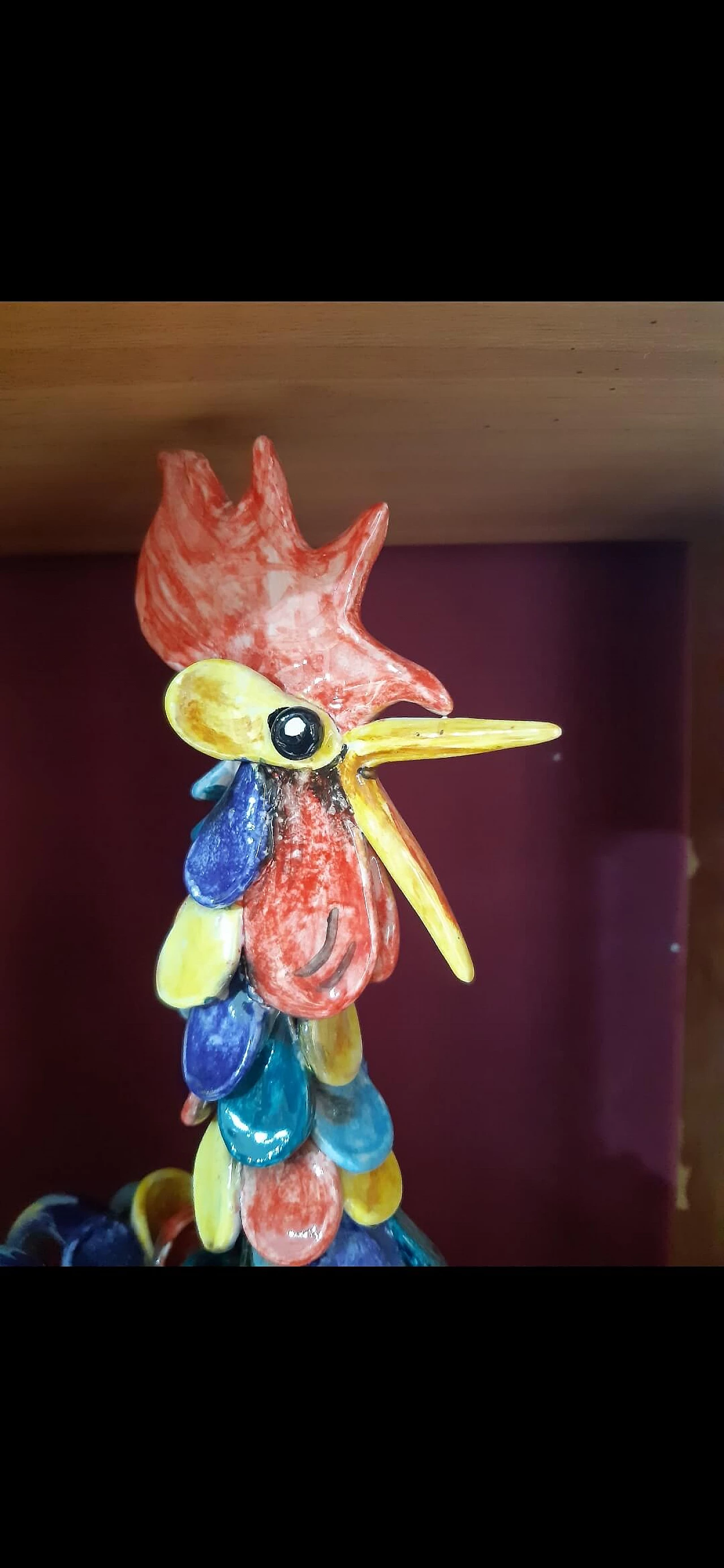 Gallo da combattimento in ceramica multicolore 6