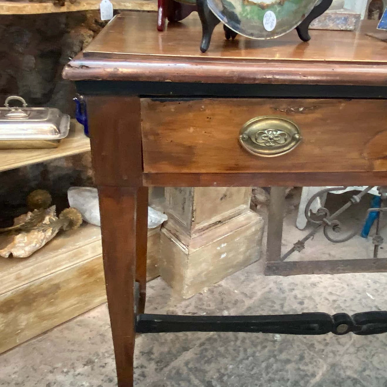 Empire console table in walnut with sabre feet, 19th century 3