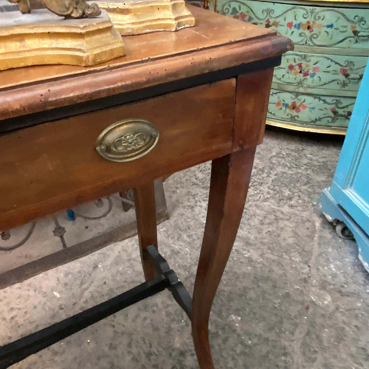 Empire console table in walnut with sabre feet, 19th century 4