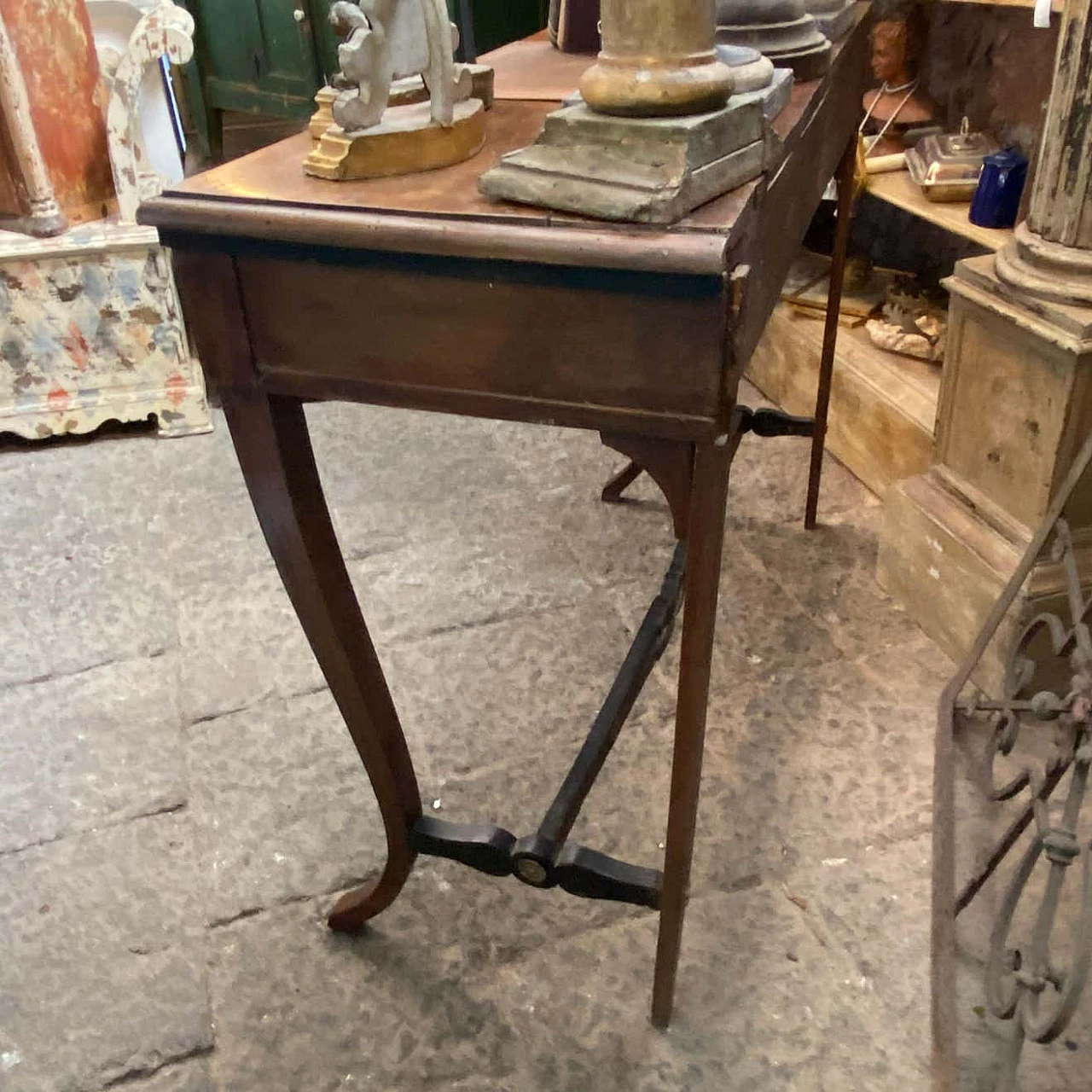 Empire console table in walnut with sabre feet, 19th century 5