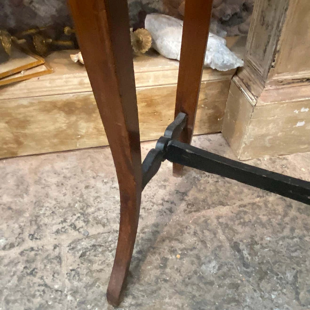 Empire console table in walnut with sabre feet, 19th century 9