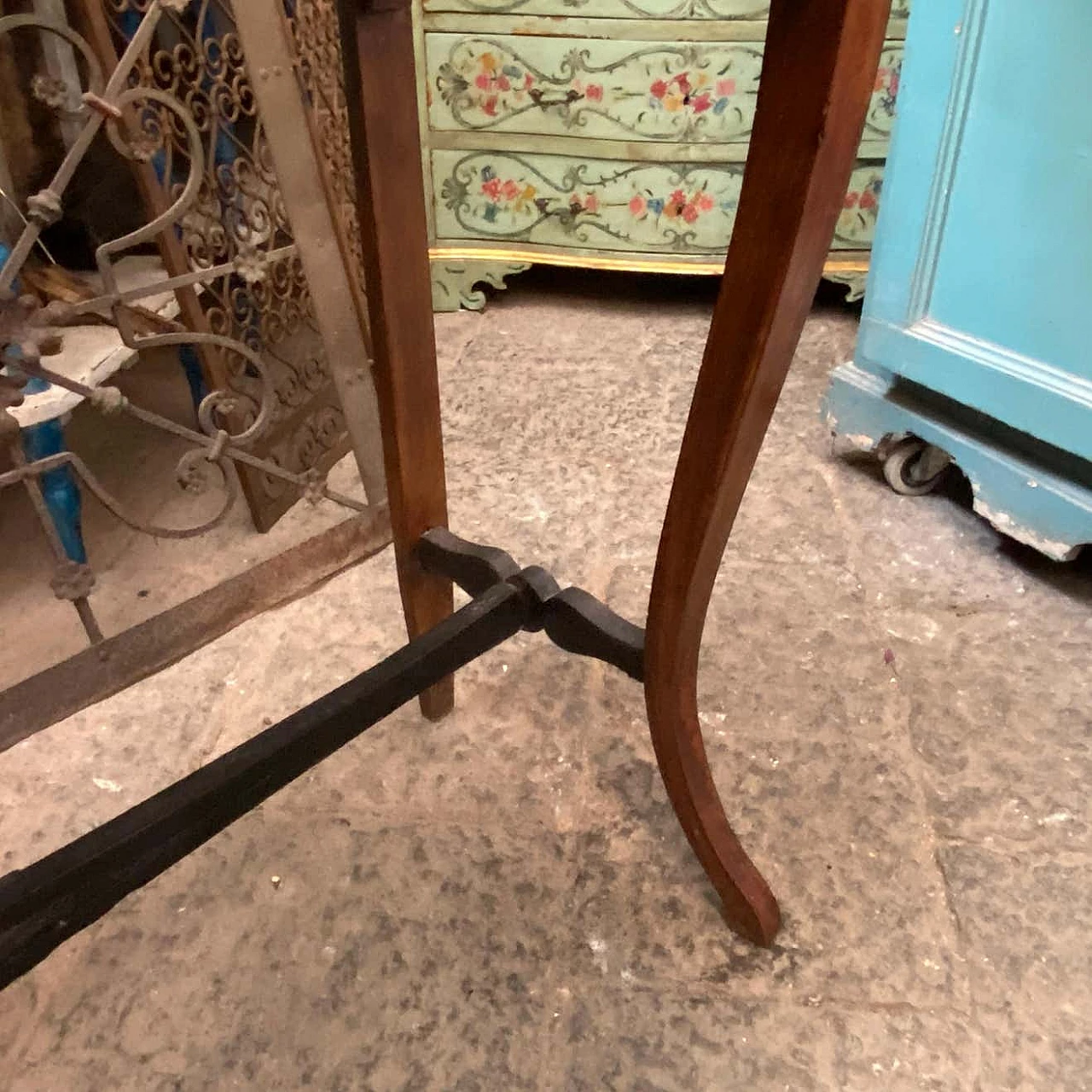 Empire console table in walnut with sabre feet, 19th century 10