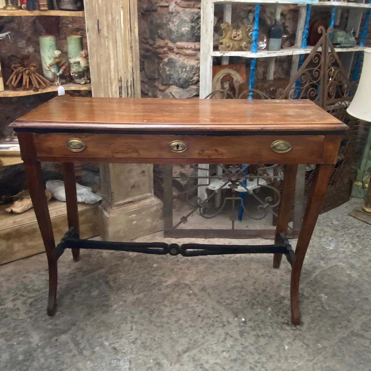 Empire console table in walnut with sabre feet, 19th century 11