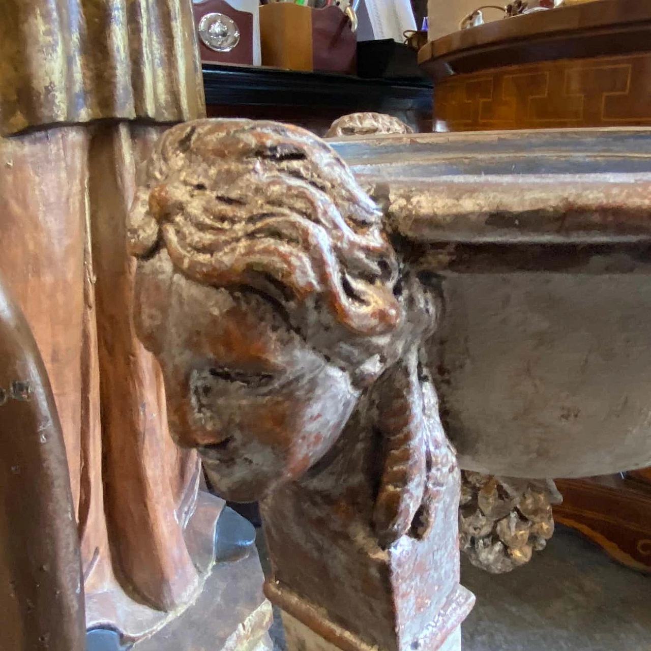 Treppiede in legno argentato, '800 4