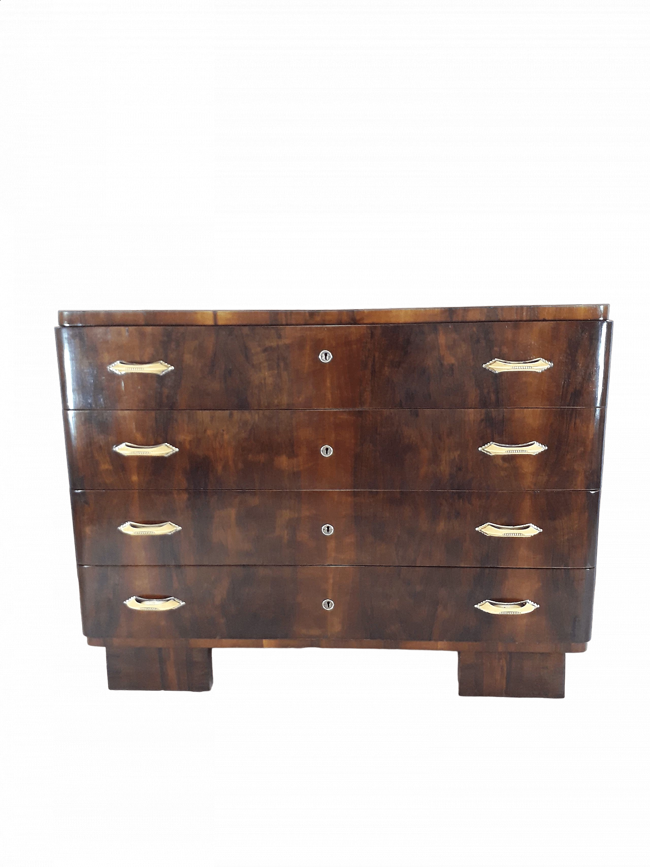 Cassettone Art Déco in mogano cubano e noce, anni '30 10