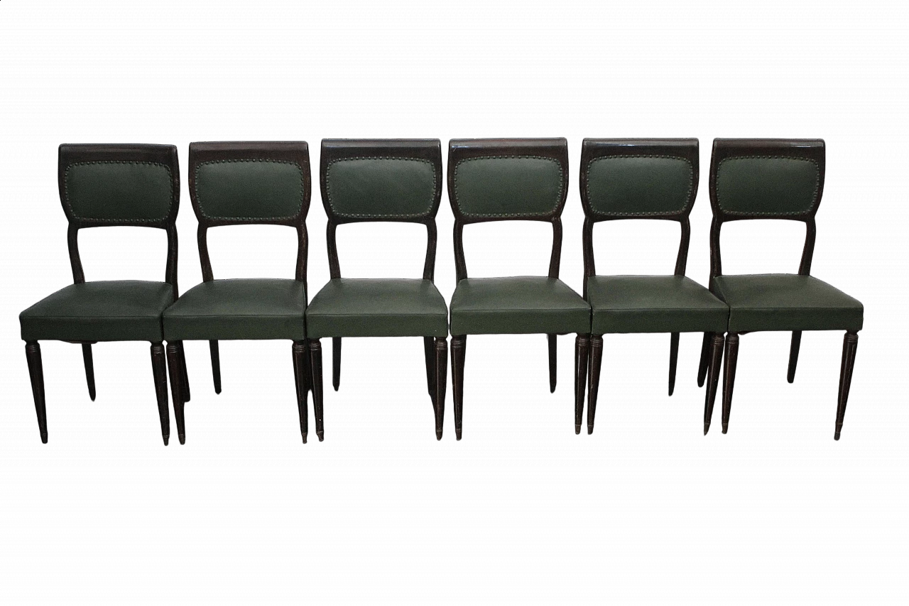 6 Chairs in beech and leatherette attributed to Vittorio Dassi, 1950s 11