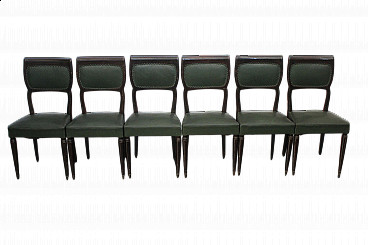 6 Chairs in beech and leatherette attributed to Vittorio Dassi, 1950s
