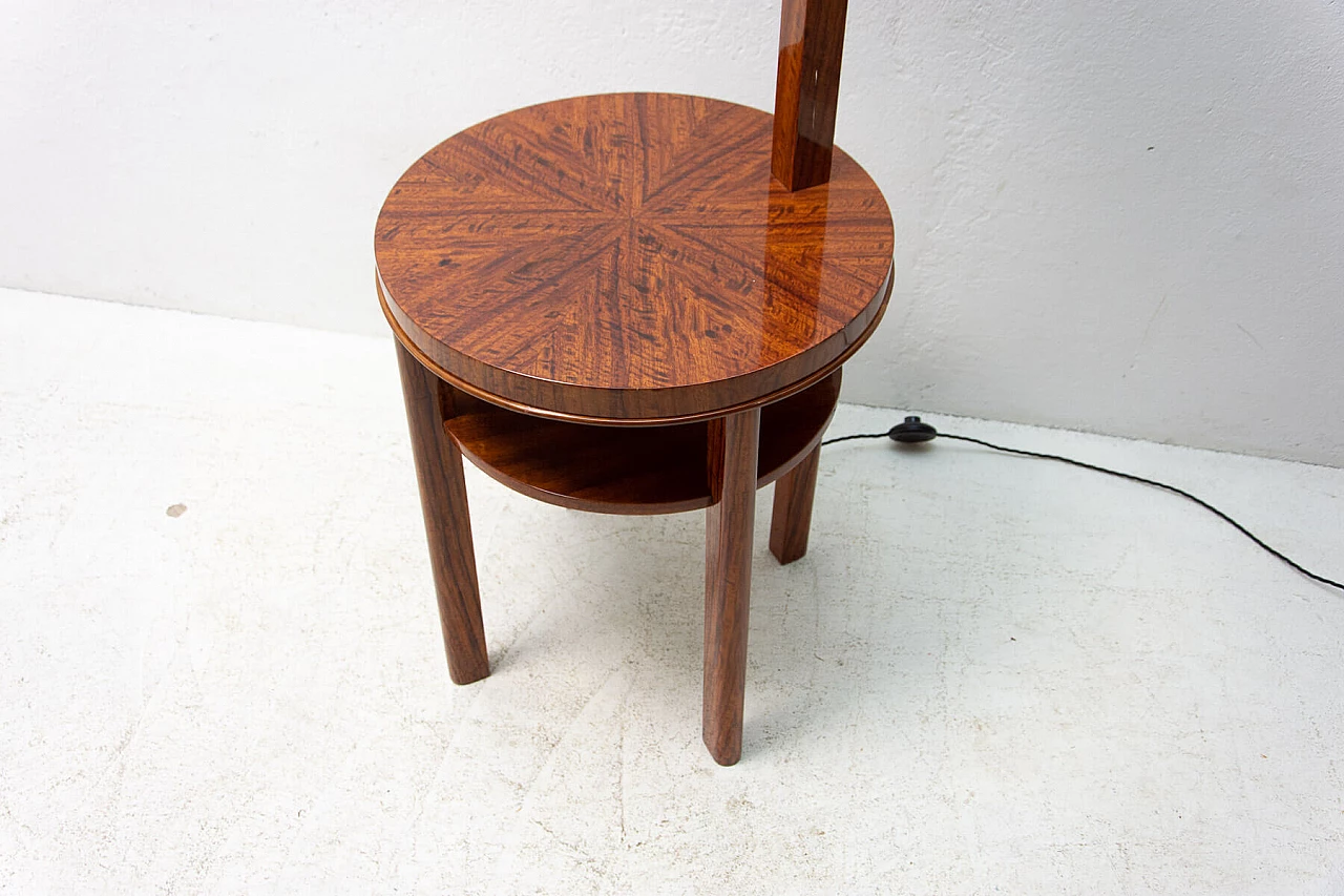 Lampada da terra con tavolino Art Déco in noce, anni '30 7