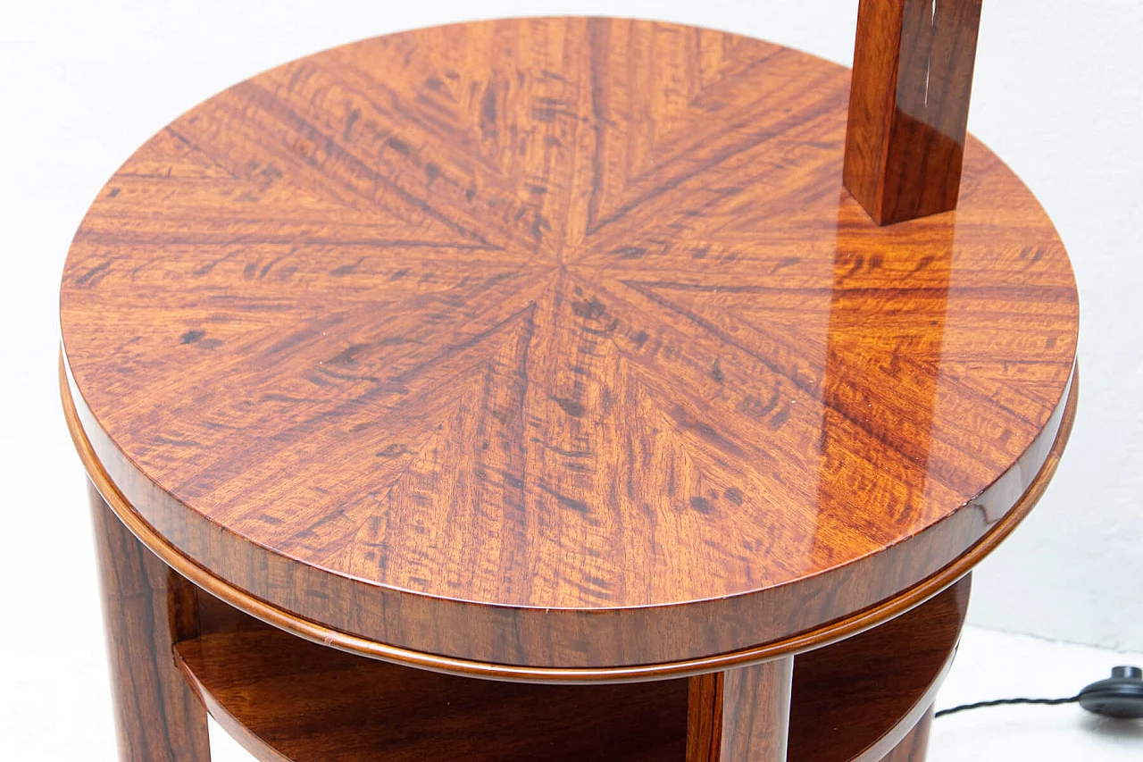 Lampada da terra con tavolino Art Déco in noce, anni '30 8