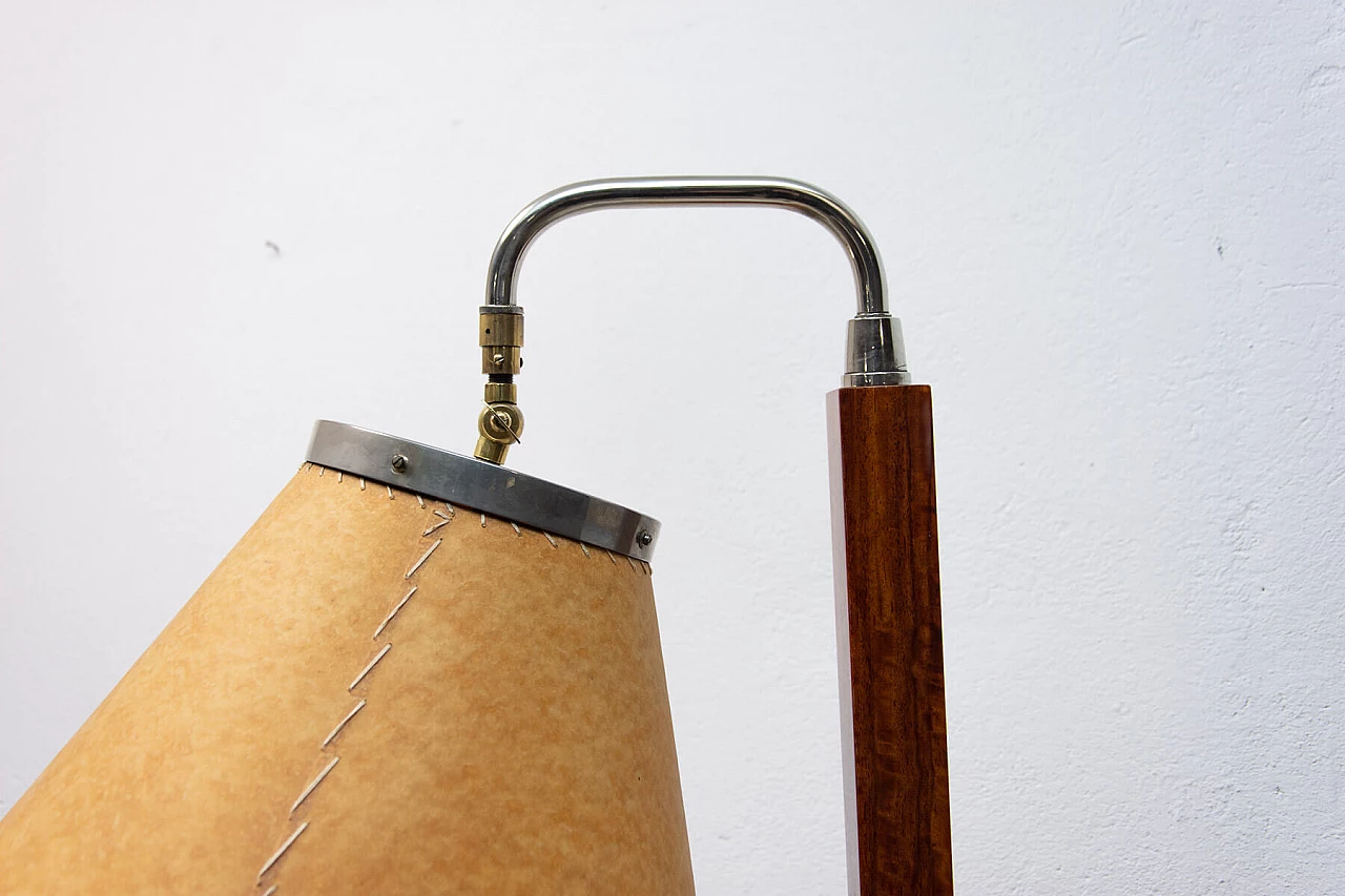 Lampada da terra con tavolino Art Déco in noce, anni '30 10