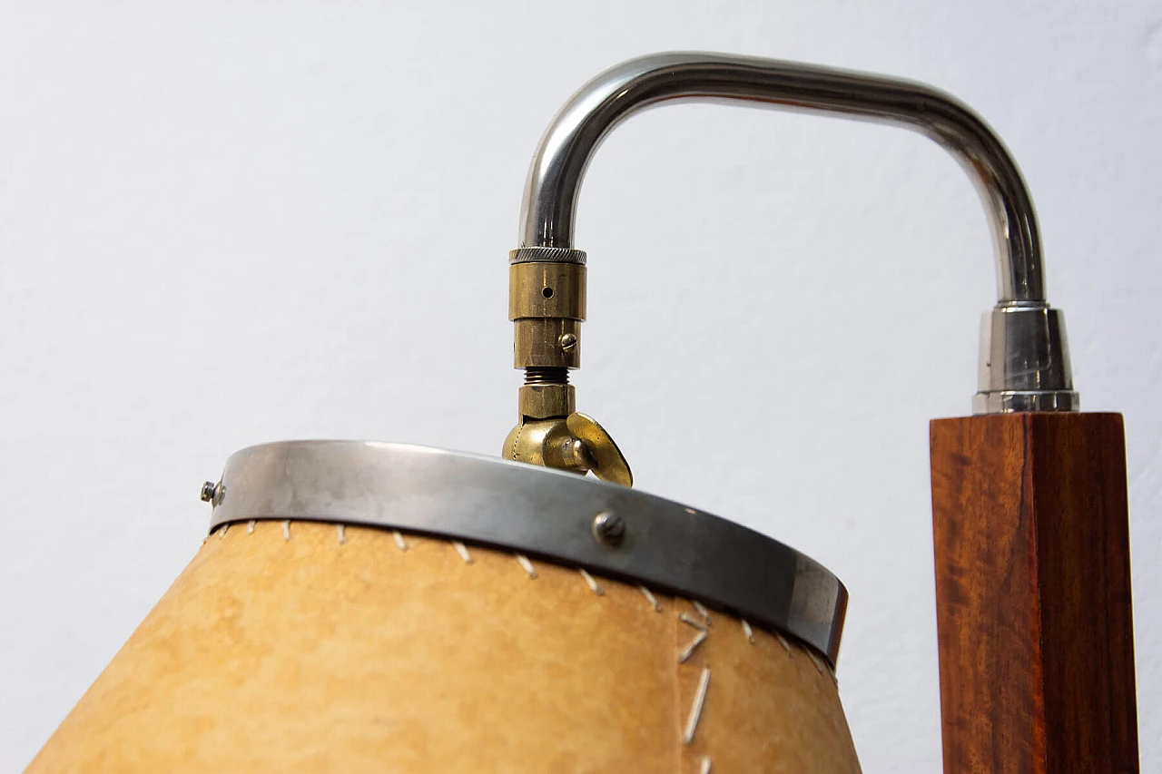 Lampada da terra con tavolino Art Déco in noce, anni '30 11