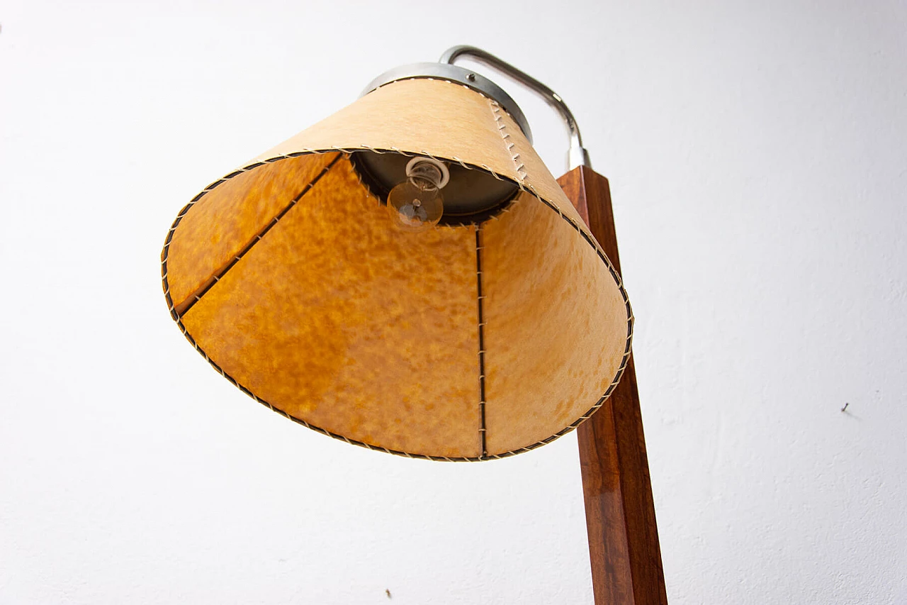 Art Deco walnut floor lamp with side table, 1930s 12
