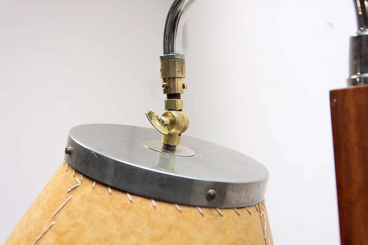 Lampada da terra con tavolino Art Déco in noce, anni '30 15