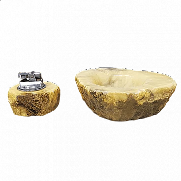 Alabaster ashtray and table lighter by Romano Bianchi, 1960s