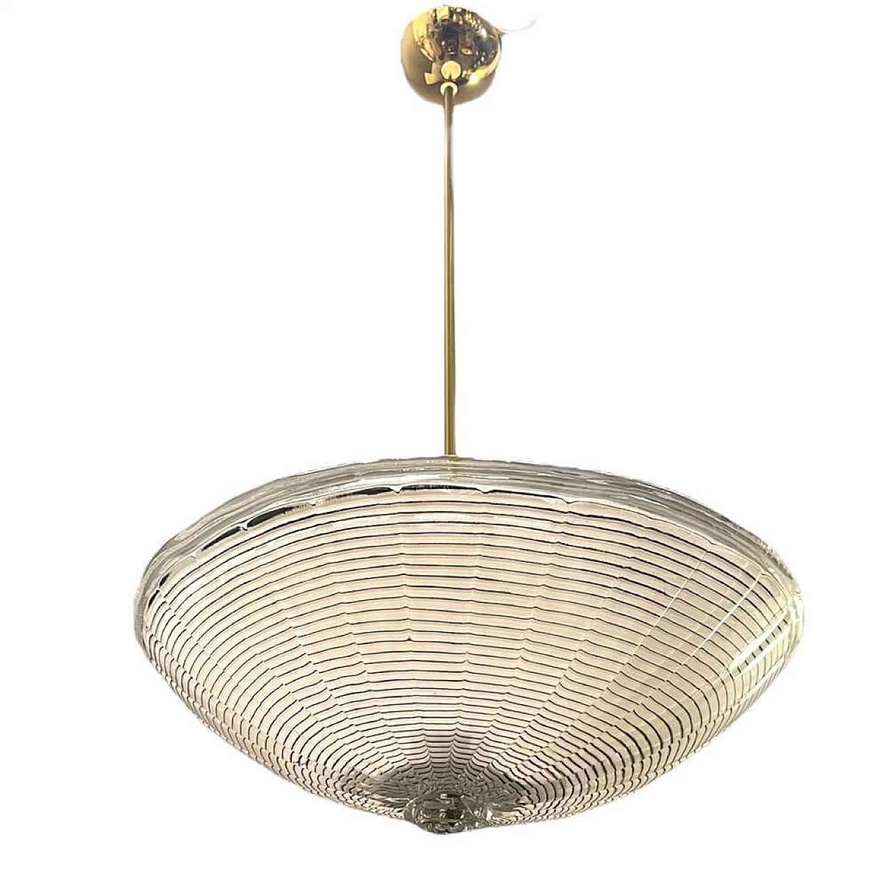 Lampadario in vetro di Murano e metallo dorato, anni '80 1