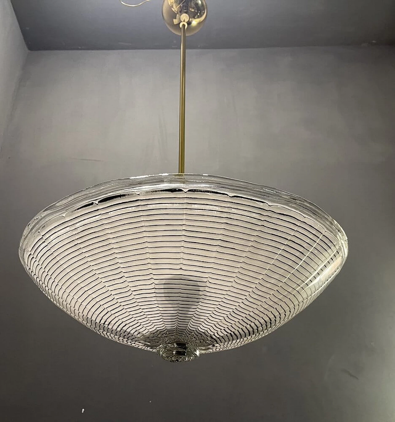Lampadario in vetro di Murano e metallo dorato, anni '80 2