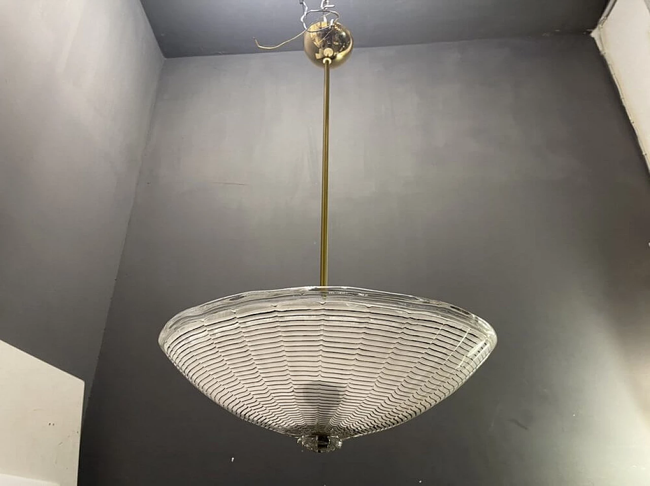 Lampadario in vetro di Murano e metallo dorato, anni '80 3
