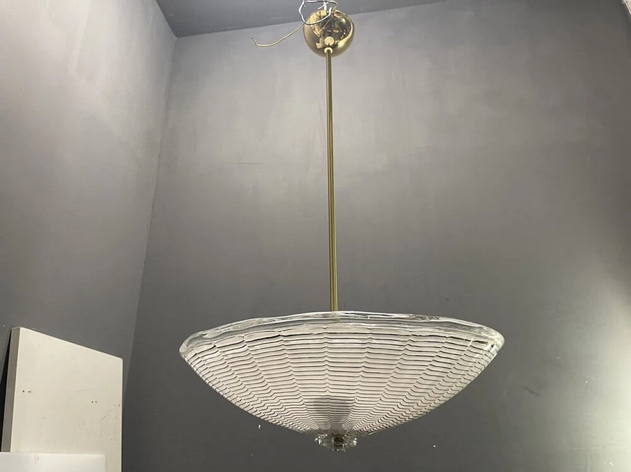 Lampadario in vetro di Murano e metallo dorato, anni '80 4