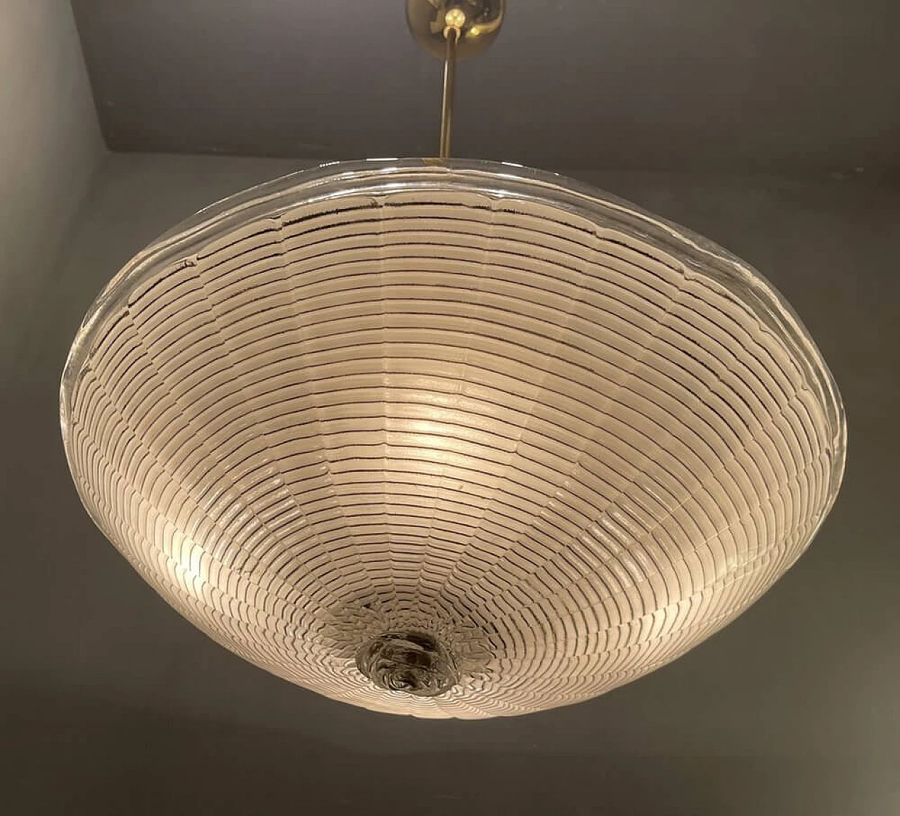 Lampadario in vetro di Murano e metallo dorato, anni '80 7