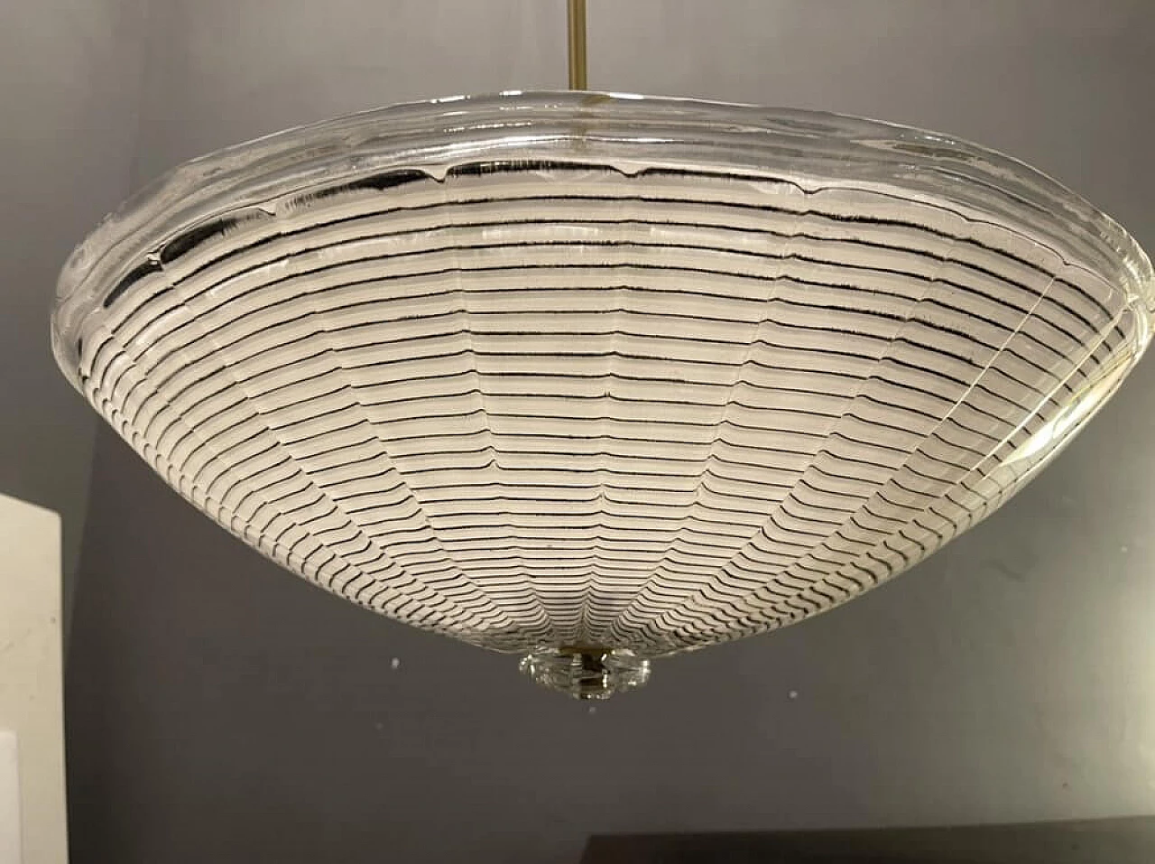 Lampadario in vetro di Murano e metallo dorato, anni '80 10