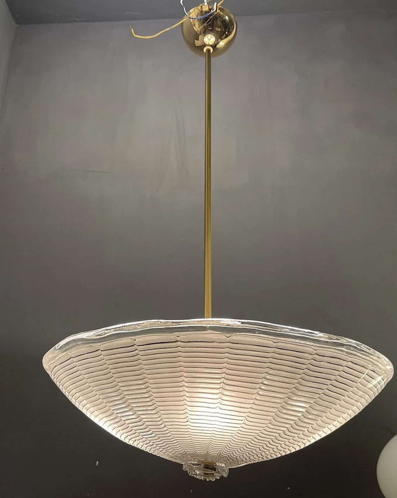 Lampadario in vetro di Murano e metallo dorato, anni '80 12