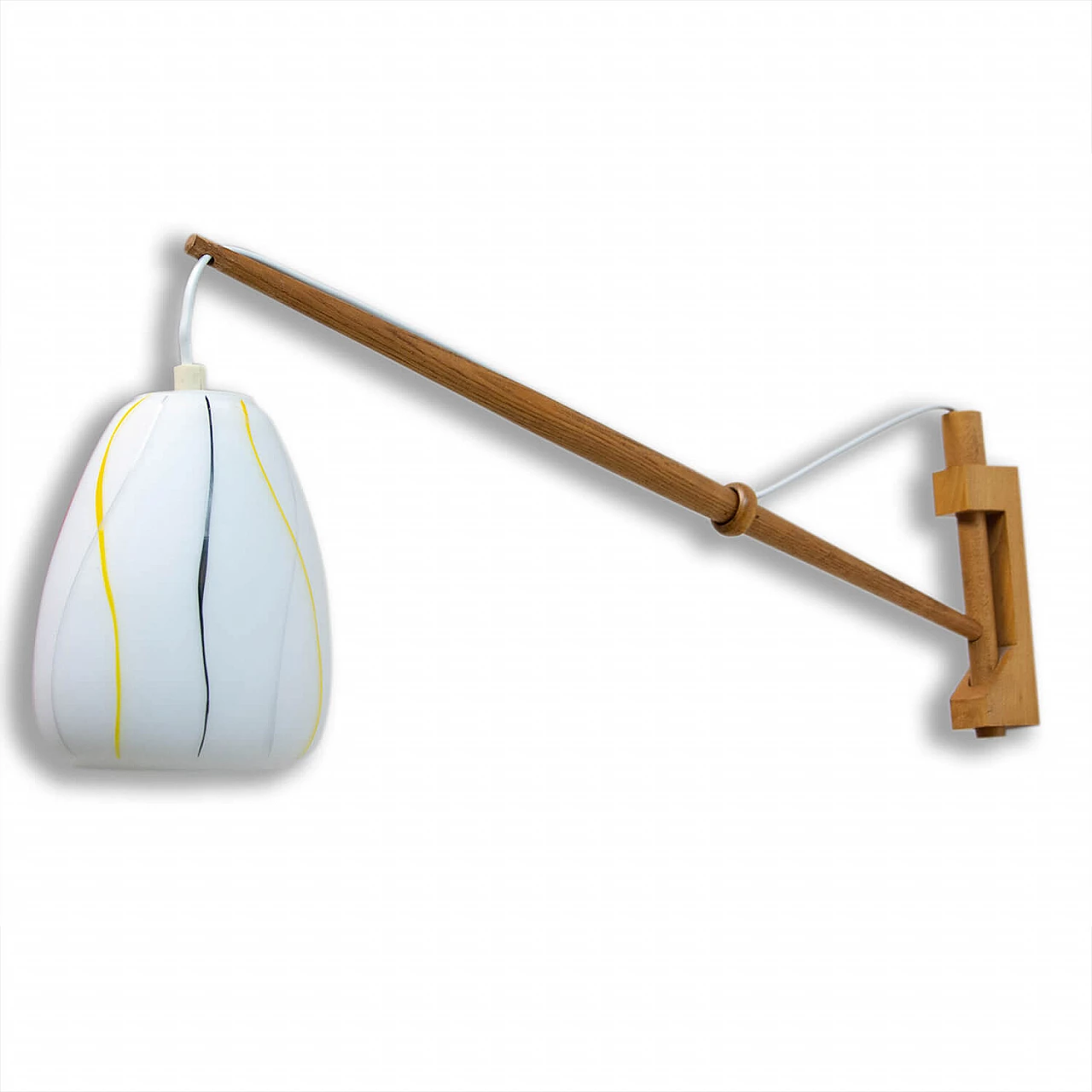 Coppia di applique in faggio e vetro di ULUV, anni '60 2