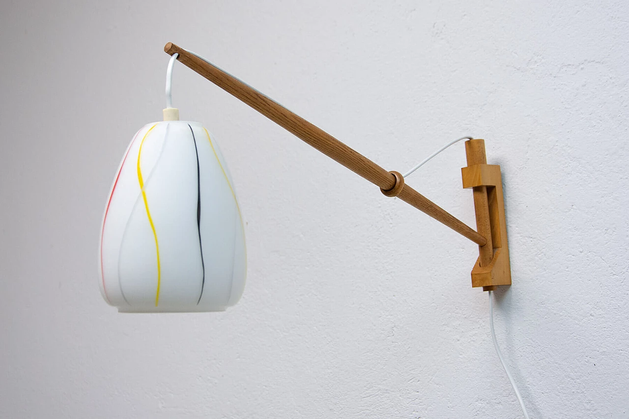 Coppia di applique in faggio e vetro di ULUV, anni '60 16