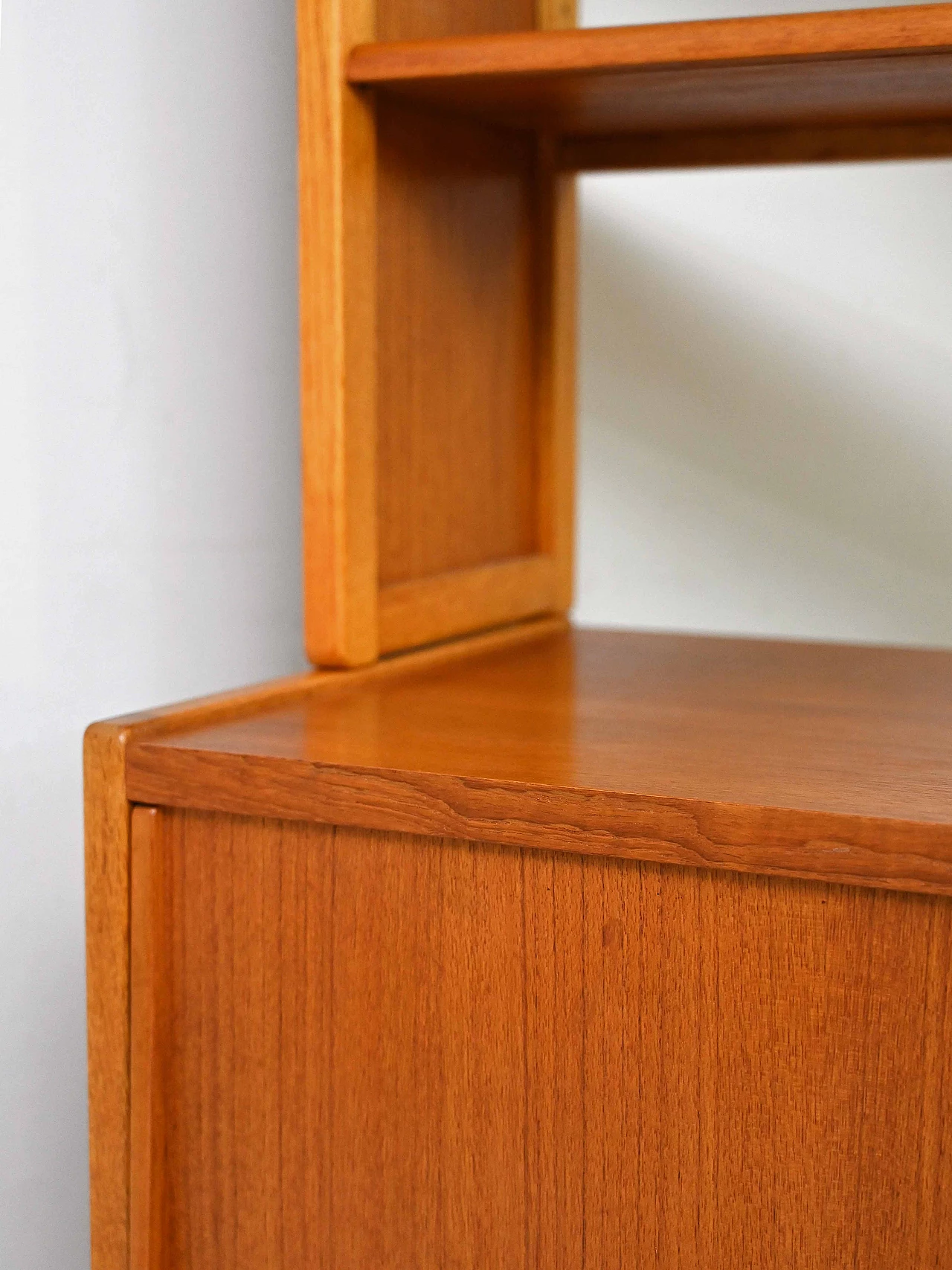 Scandinavian teak and oak bookcase with sliding doors, 1960s 10