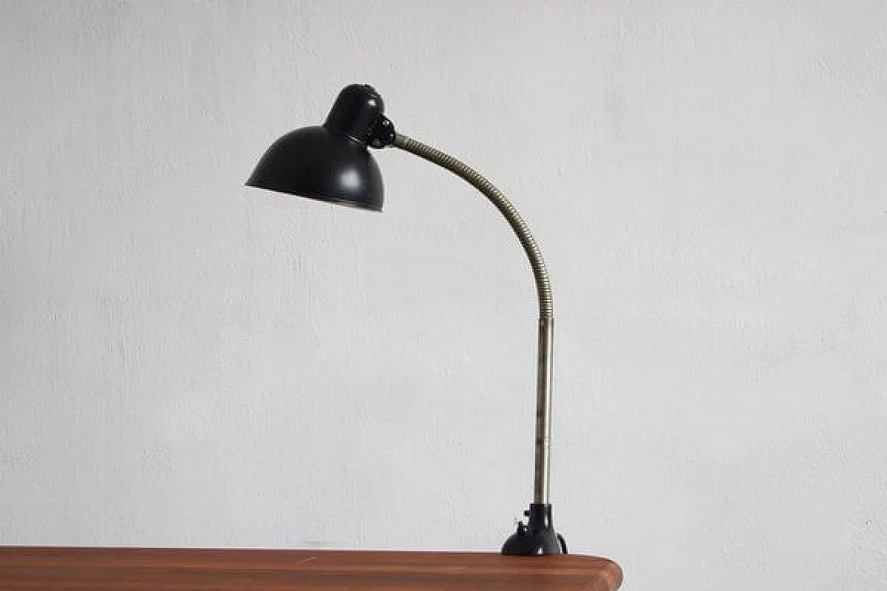 Black Bauhaus table lamp by Christian Dell for Kaiser Leuchten, 1950s 1