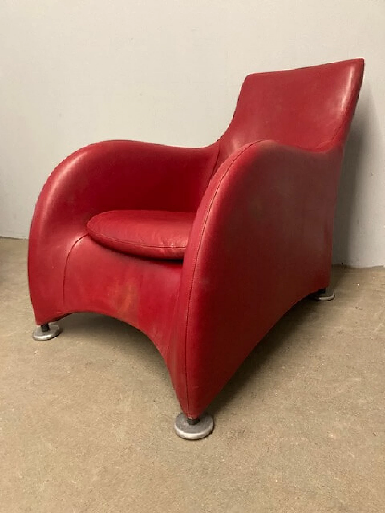 Leather armchair and footstool by Gerard Van Den Berg for Montis, 1980s 5
