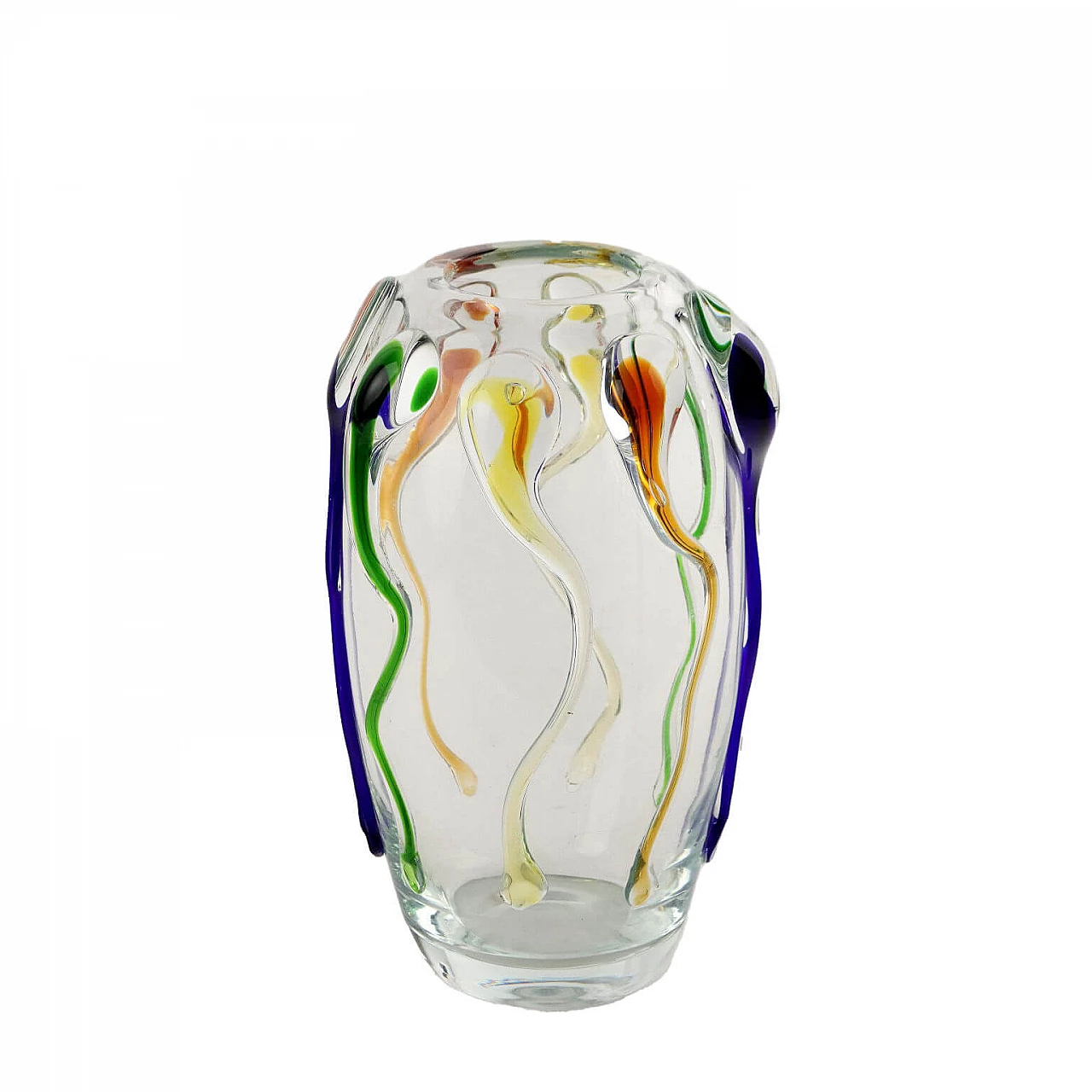 Vaso in vetro di Murano con decorazioni multicolore 1