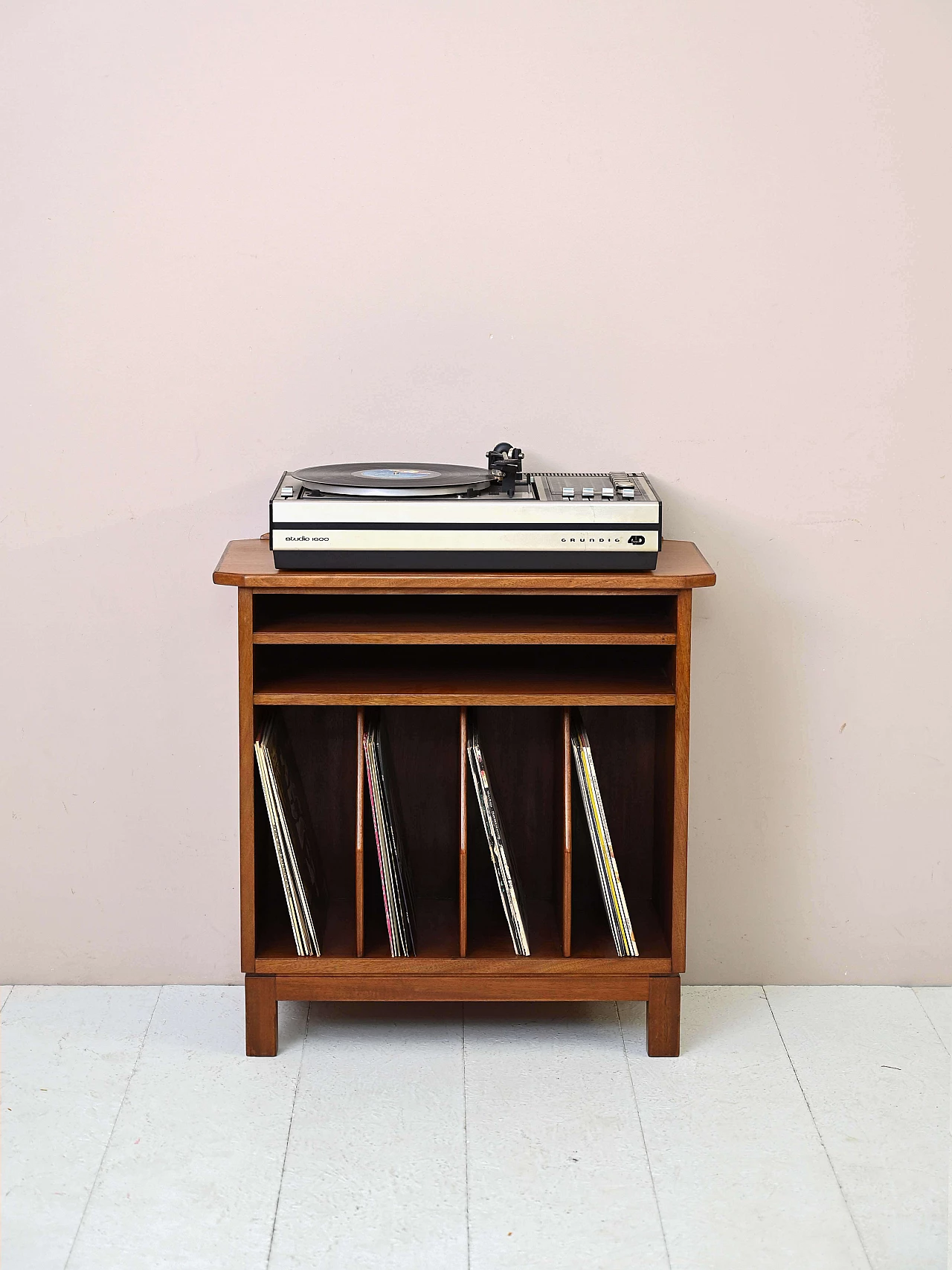 Scandinavian wood cabinet with horizontal and vertical spaces, 1960s 1