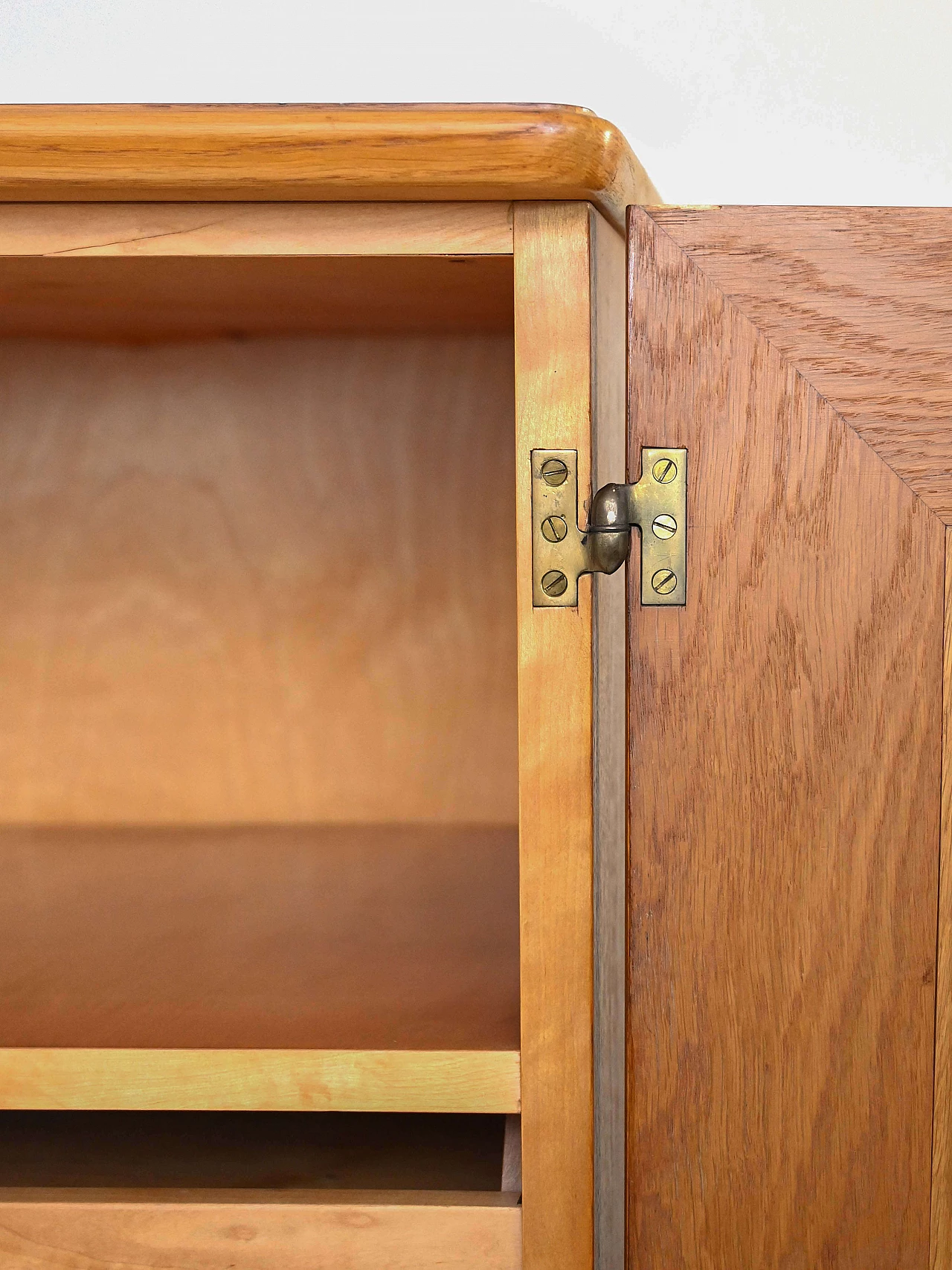 Wooden wardrobe with shaped doors and drawers, 1950s 13