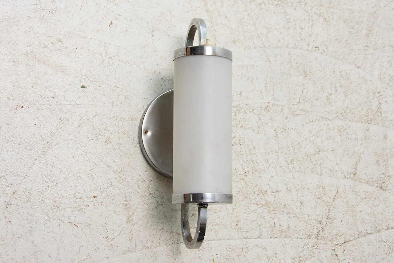 Glass and chromed metal wall light, 1930s 3