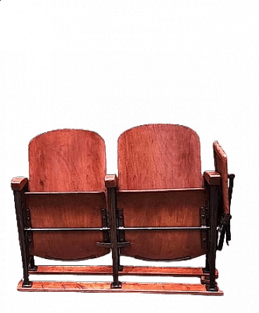 Pair of theatre armchairs with cast-iron fittings, 1940s