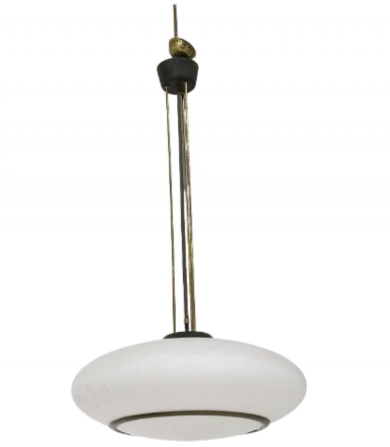 Brass, aluminum and glass chandelier by Stilnovo, 1950s 1