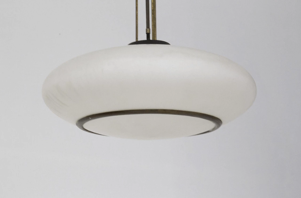 Brass, aluminum and glass chandelier by Stilnovo, 1950s 2