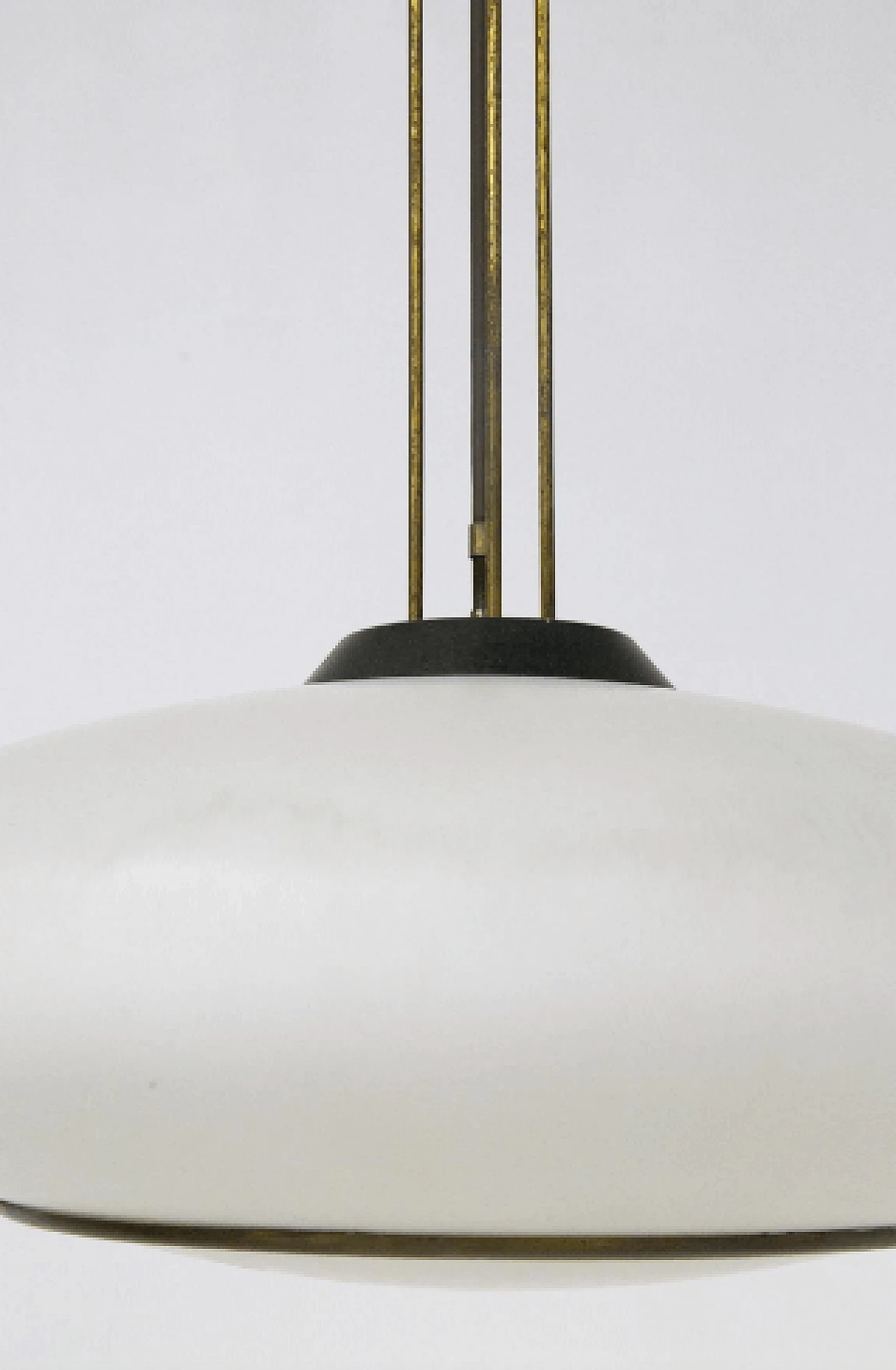 Brass, aluminum and glass chandelier by Stilnovo, 1950s 5