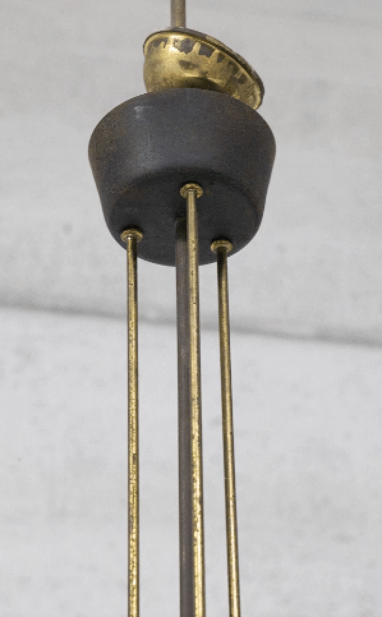 Brass, aluminum and glass chandelier by Stilnovo, 1950s 6