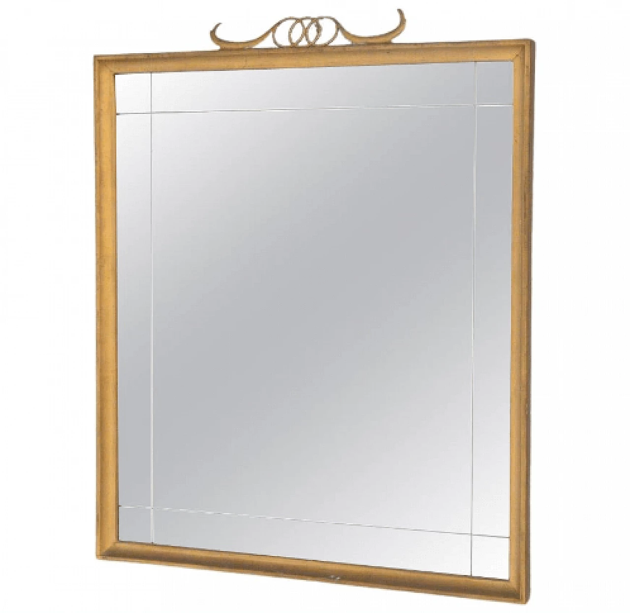 Specchio con cornice in ottone di Paolo Buffa, anni '50 1