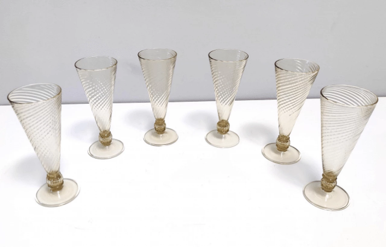 6 Murano glass beakers in the style of Vittorio Zecchin, 1930s 2