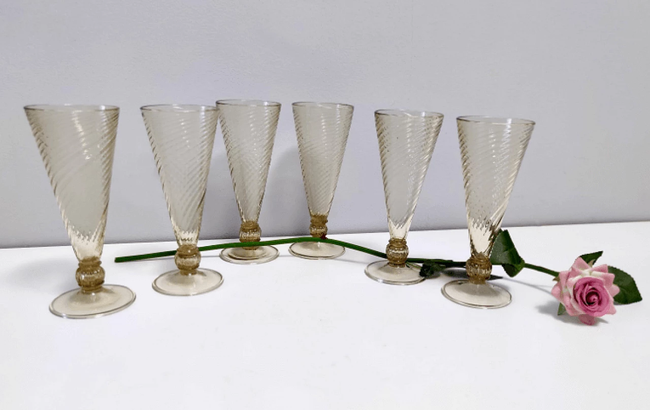 6 Murano glass beakers in the style of Vittorio Zecchin, 1930s 3