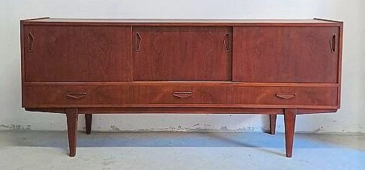 Danish teak sideboard with drawers and sliding doors, 1950s 1