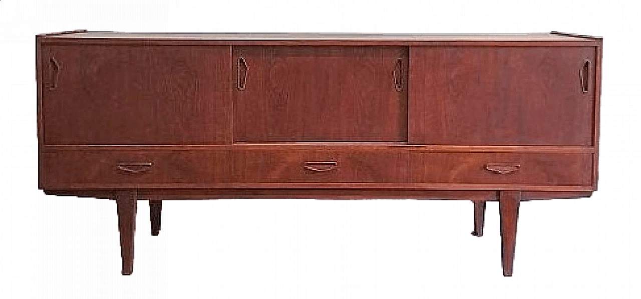 Danish teak sideboard with drawers and sliding doors, 1950s 6
