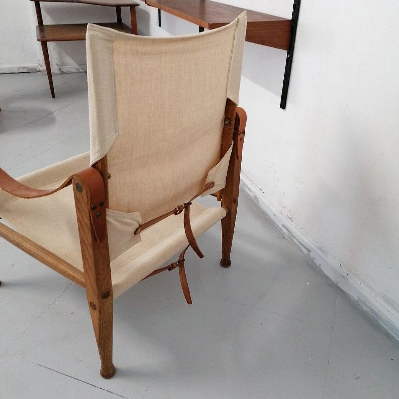 Ash, leather and fabric Safari Chair armchair by Kaare Klint, 1930s 2